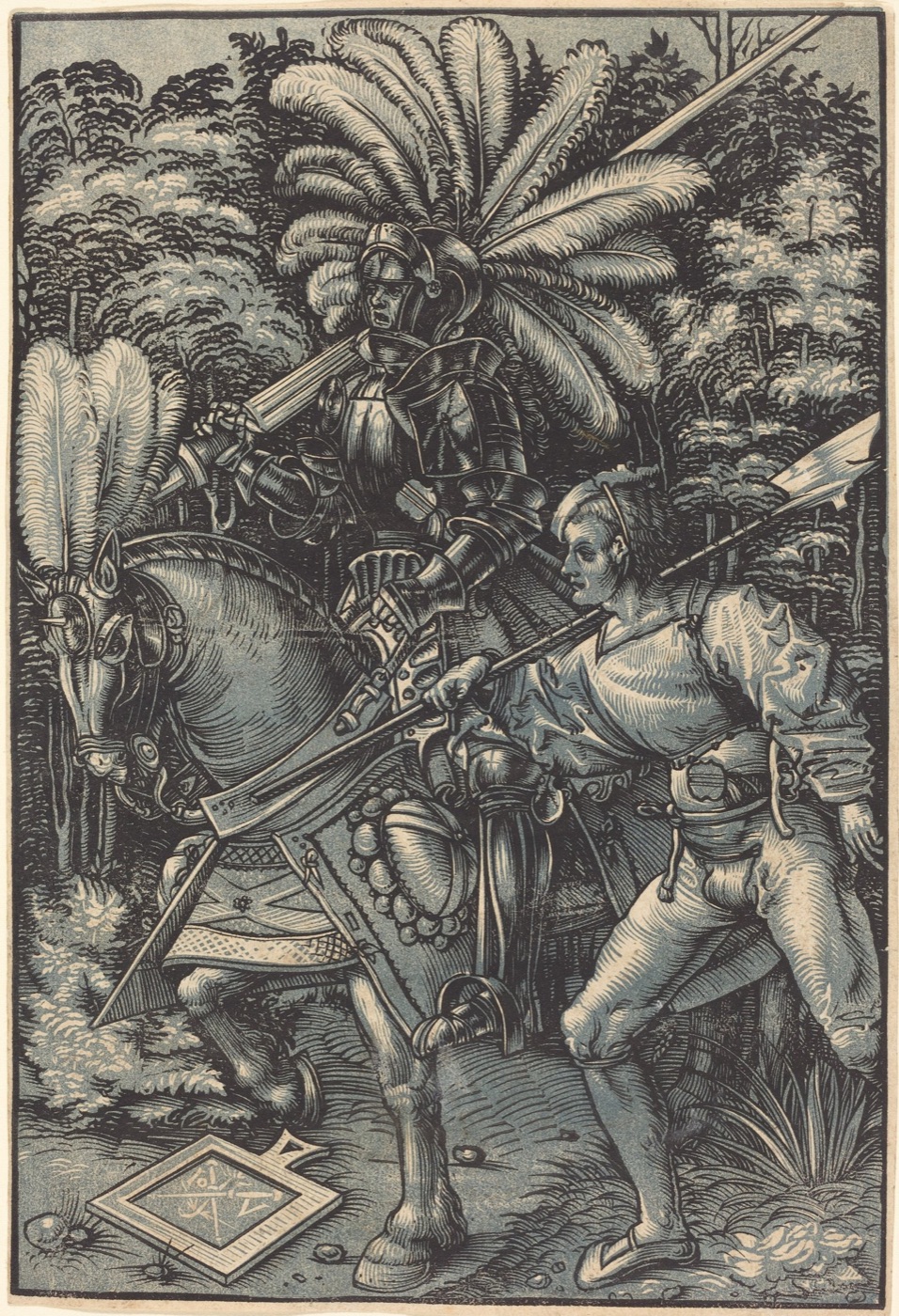 Painting of a knight and his servant